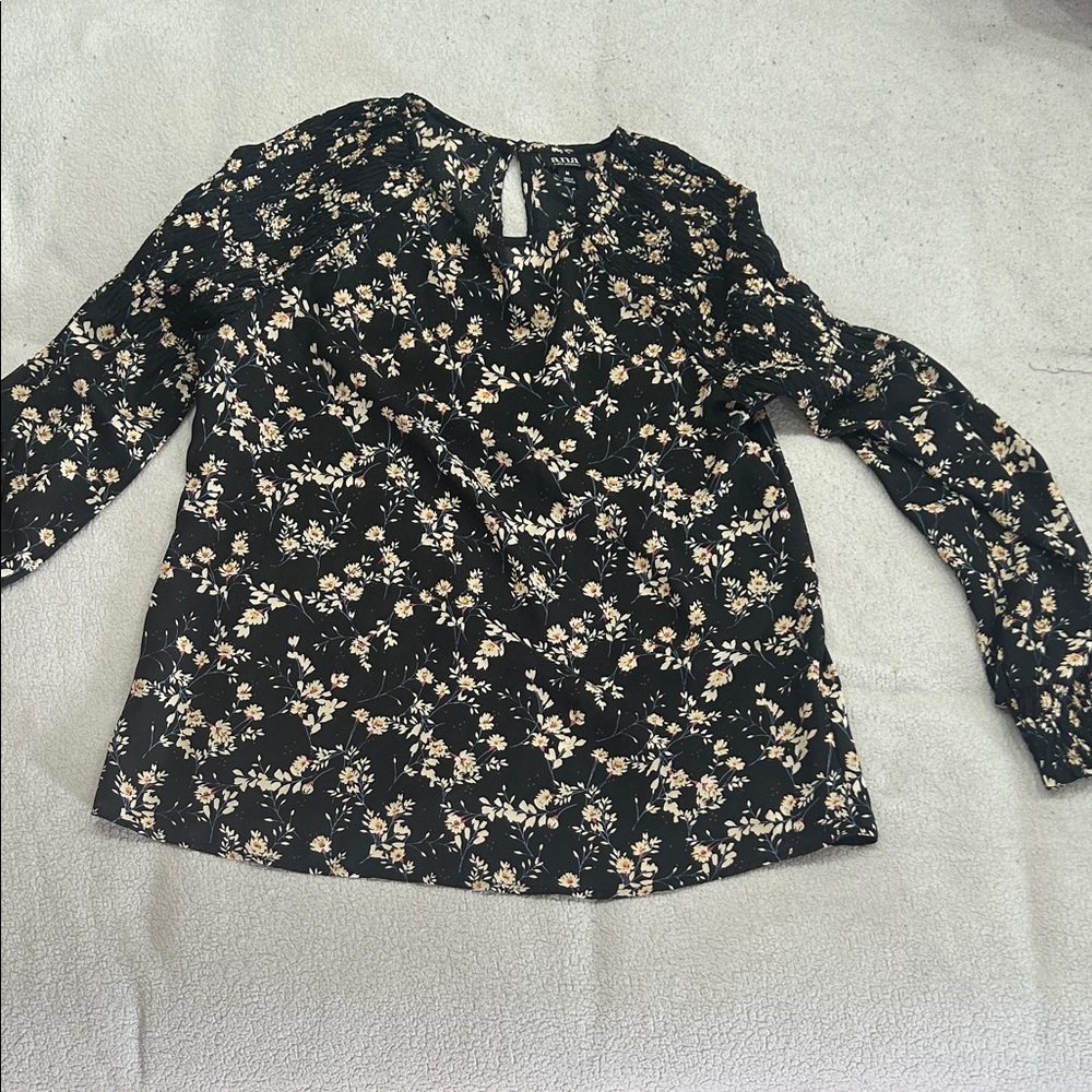 a.n.a Black Floral Women's Blouse